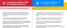 Informacja dla rodziców dzieci z Ukrainy po Polsku i Ukraińsku