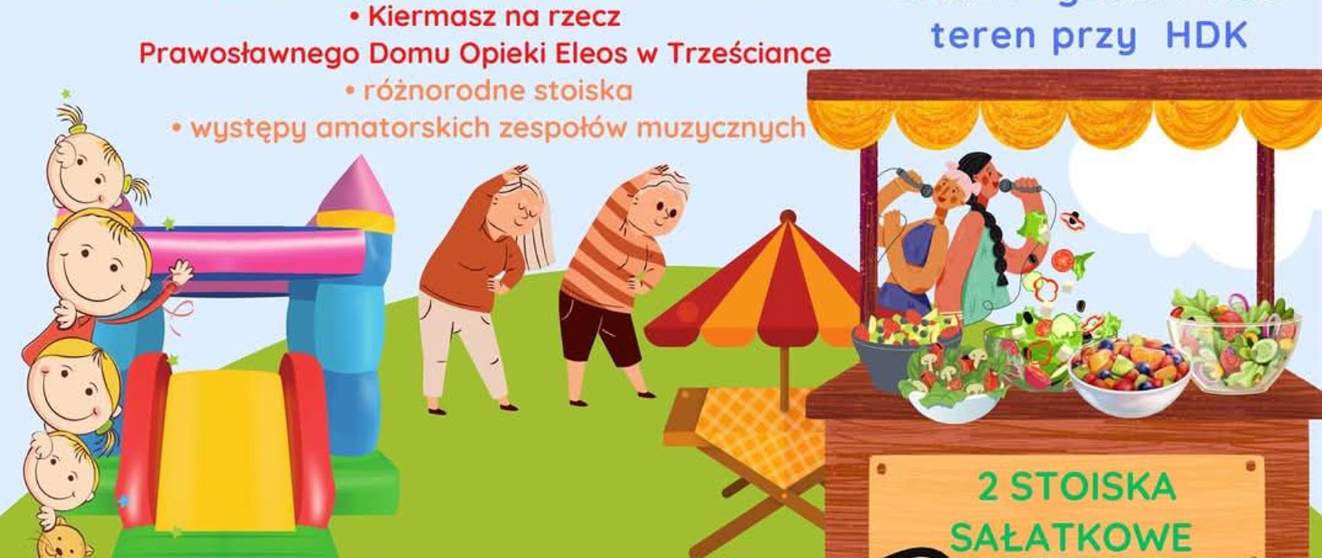 Na plakacie informacje o wydarzeniu, zawarte w artykule oraz grafika przedstawiająca kramik ze stoiskami