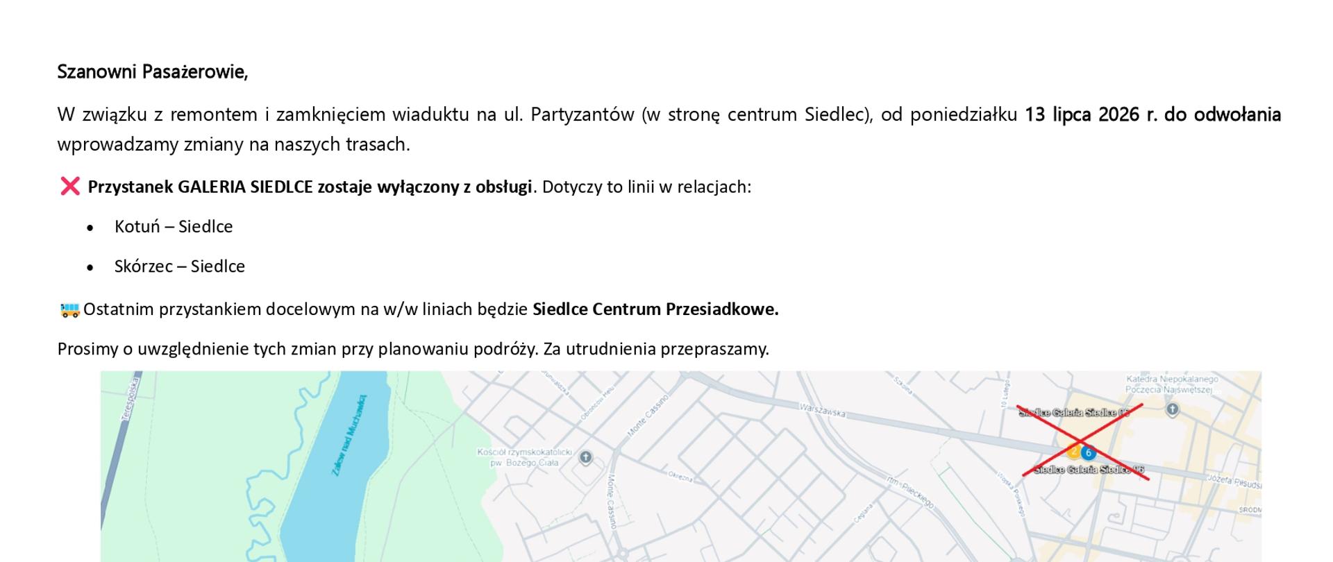 Informacja dla pasażerów