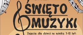 Na plakacie umieszczono informacje o wydarzeniu (zawarte w artykule) oraz grafiki instrumentów i nut, nawiązujące do charakteru wydarzenia