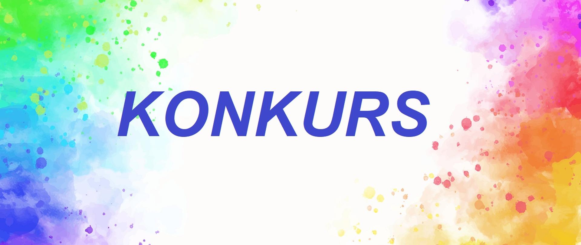 na kolorowym tle napis konkurs