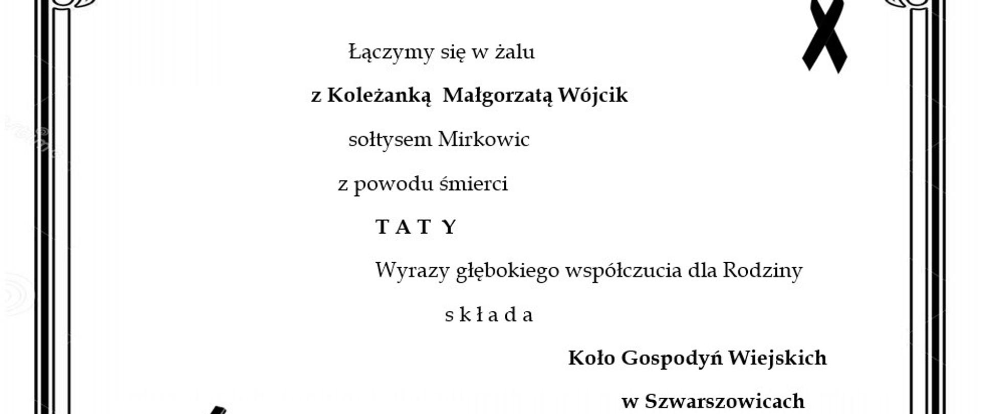 Kondolencje dla Małgorzaty Wójcik od KGW