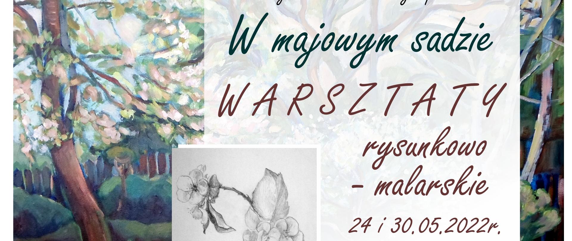 Plakat promujący wydarzenie - na tle akwareli drzewa informacje organizacyjne, zamieszczone w artykule