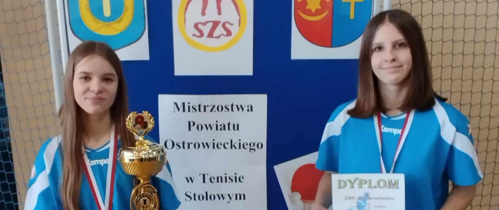 UCZENNICE ZSP W SARNÓWKU LILIANA CZARNECKA I MARTYNA PRZYDATEK MISTRZYNIAMI POWIATU OSTROWIECKIEGO W DRUŻYNOWYM TENISIE STOŁOWYM