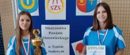 UCZENNICE ZSP W SARNÓWKU LILIANA CZARNECKA I MARTYNA PRZYDATEK MISTRZYNIAMI POWIATU OSTROWIECKIEGO W DRUŻYNOWYM TENISIE STOŁOWYM