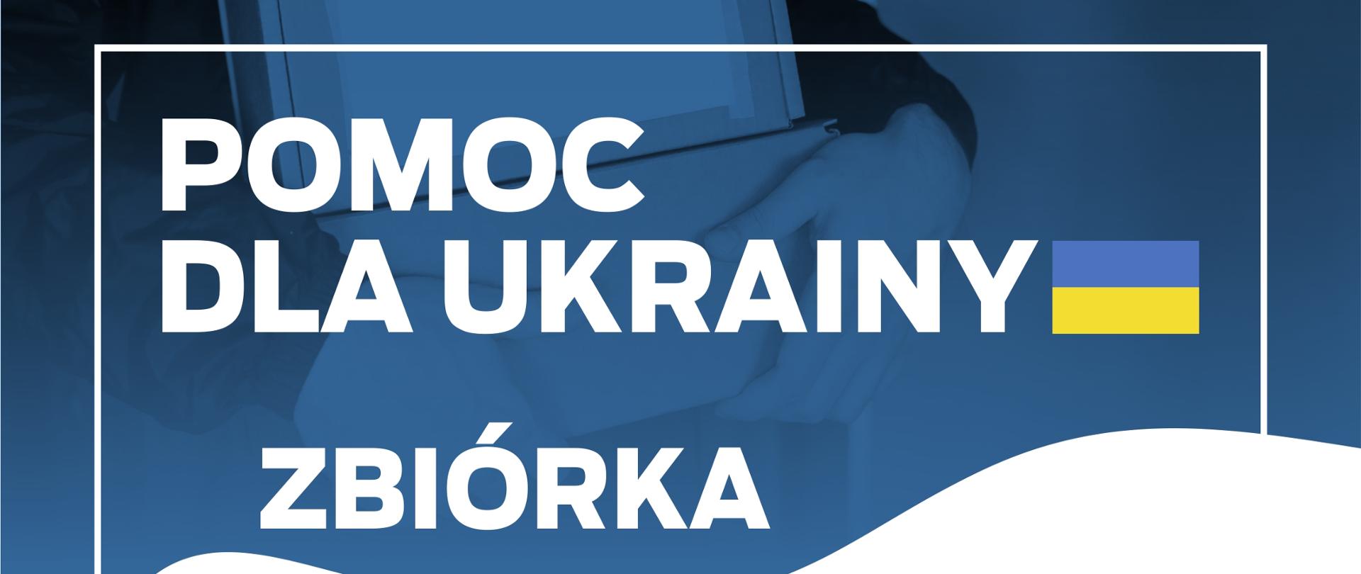 Biało niebieski plakat informujący o zbiórce żywności długoterminowej oraz środków higieny osobistej. Zbiórka będzie prowadzona w dwóch punktach. Punkt 1 - w godzinach 7:30-17:00, Starostwo Powiatowe w Kraśniku, Al. Niepodległości 20; Punkt 2 - 7:30-17:00, Zespół Szkół nr 1 w Kraśniku, ul. Armii Krajowej 25. Pod informacją o zbiórce znajduje się Herb Powiatu i nazwa akcji Solidarni z Ukrainą.