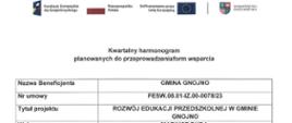 Harmonogram zajęć dodatkowych