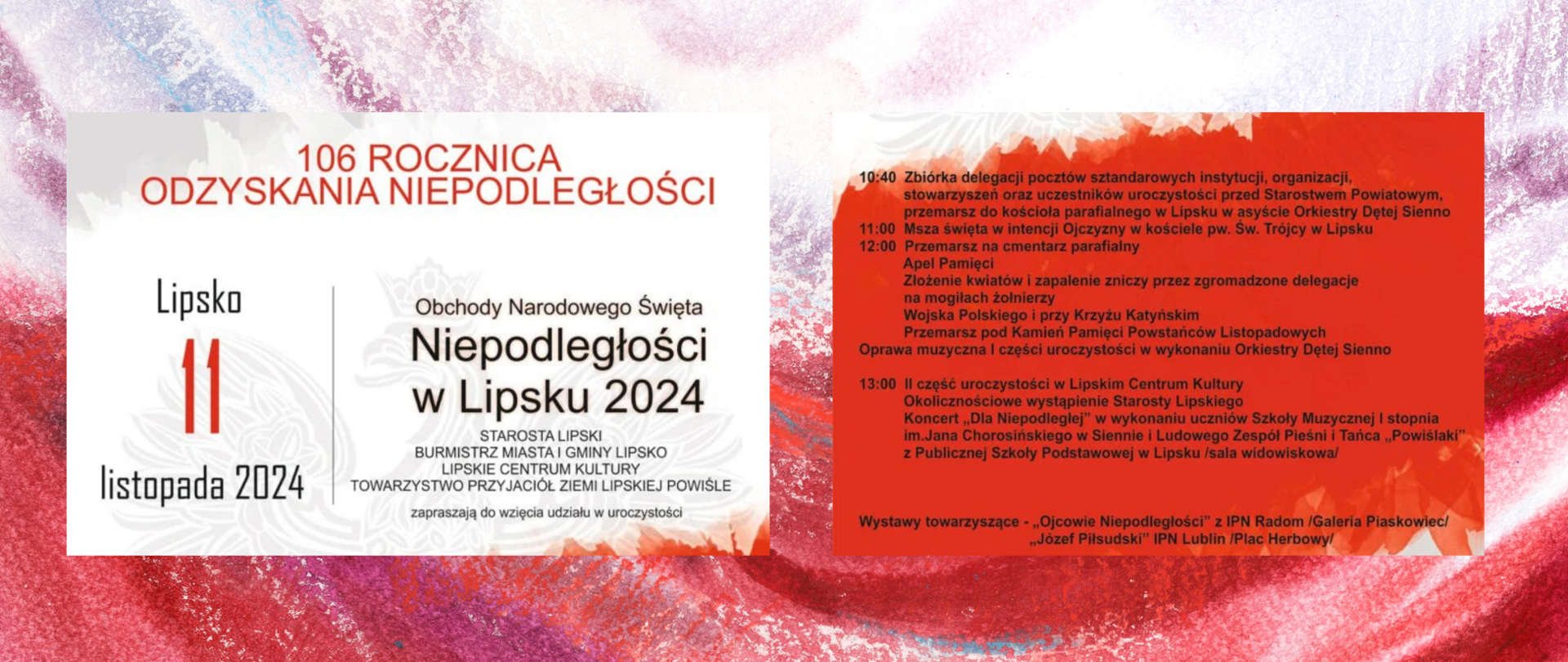 Plakat wydarzenia z harmonogramem uroczystości. Materiał źródłowy: LCK