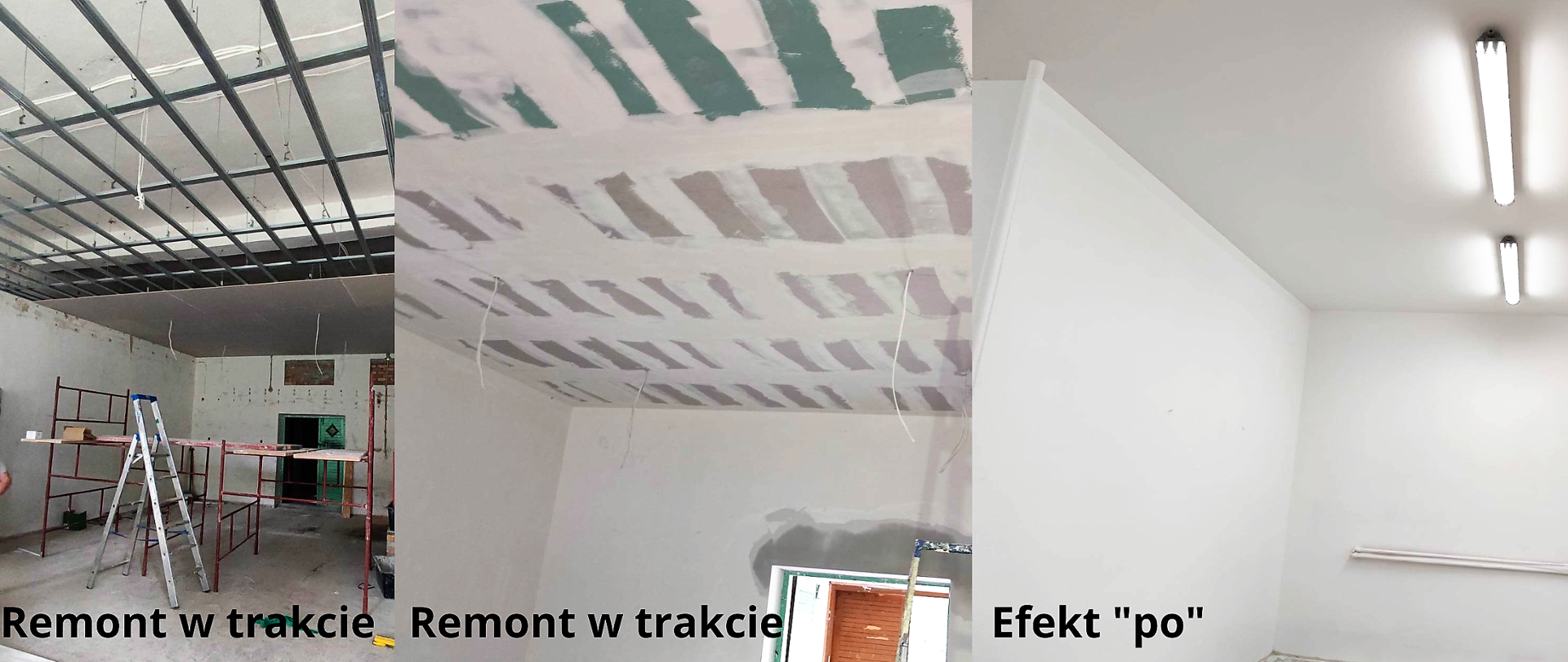 kolaż zdjęć przedstawiający efekt w trakcie remontu i po