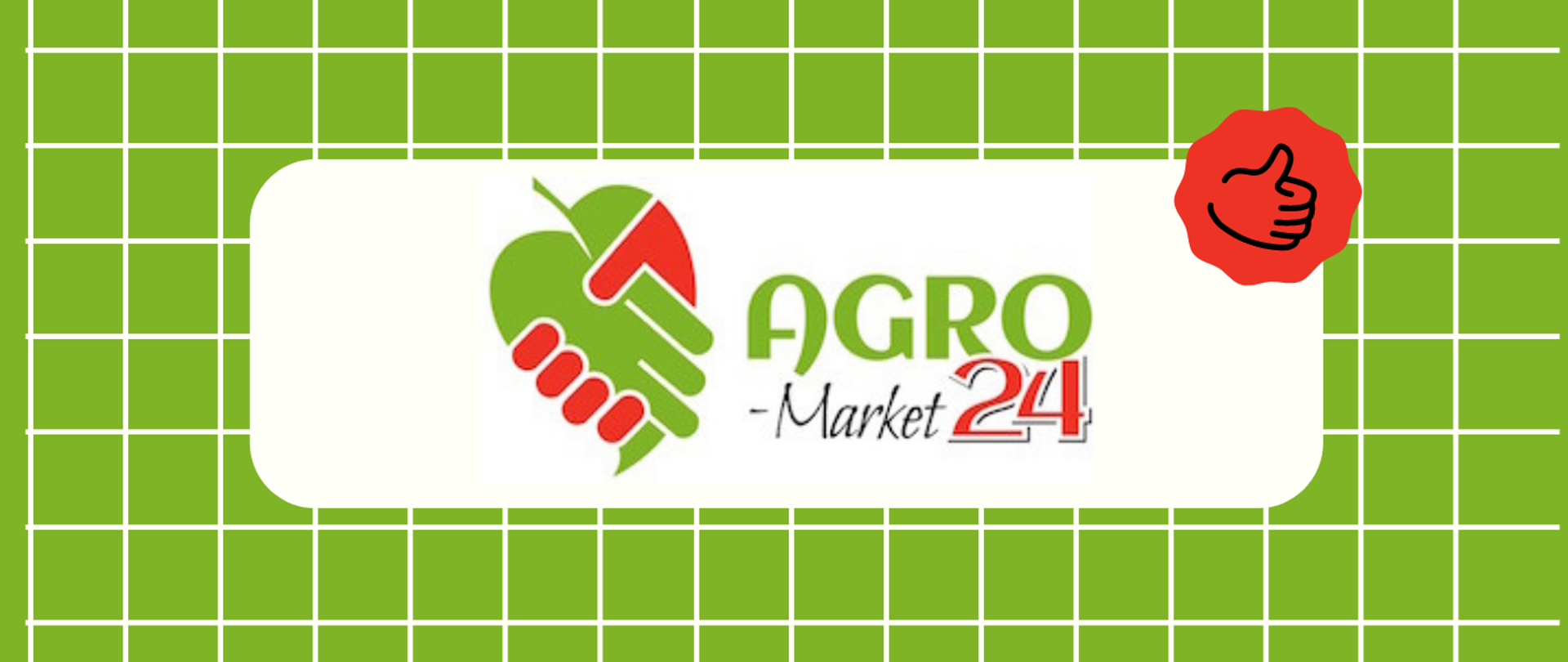 Logo portalu Agro-Market24. Dłonie w kształcie lista 