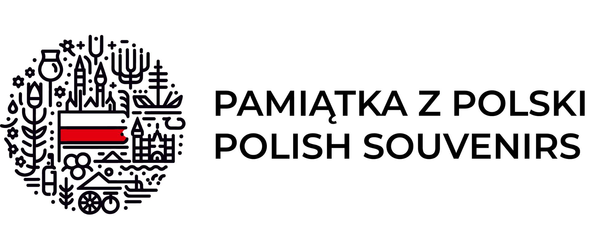 Logo z napisem Pamiątka z Polski- Polish souvenirs.