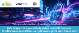 fioletowe tło grafika zamkniętej kłódki, białe litery zaproszenie na webinarium 