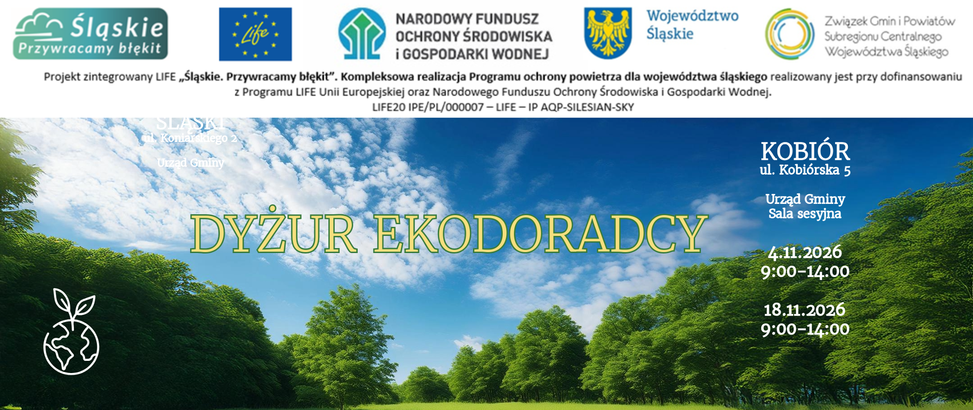 Nadchodzące dyżury ekodoradcy - baner informacyjny