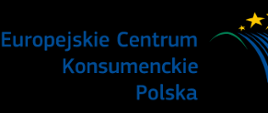Grafika przedstawia: na czarnym tle po prawej stronie niebieski napis Europejskie Centrum Konsumenckie w Polsce, po prawej stronie niebieska tęcza, pięć żółtych gwiazdek