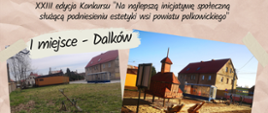 Grafika pokazująca zdjęcia przed i po remontach we wsiach powiatu polkowickiego