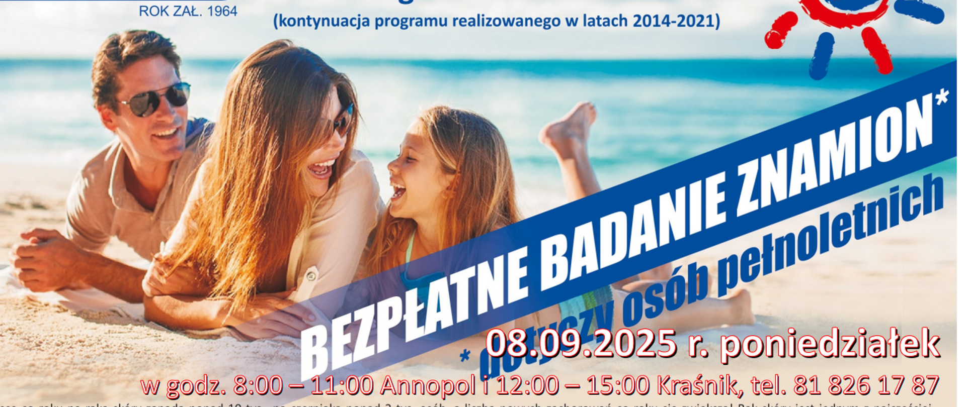  Zaproszenie na bezpłatne badania znamion w dniu 8 września 2025 roku (poniedziałek)