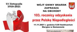 Plakat obchody 103. rocznicy odzyskania niepodległości - Gmina Brańsk