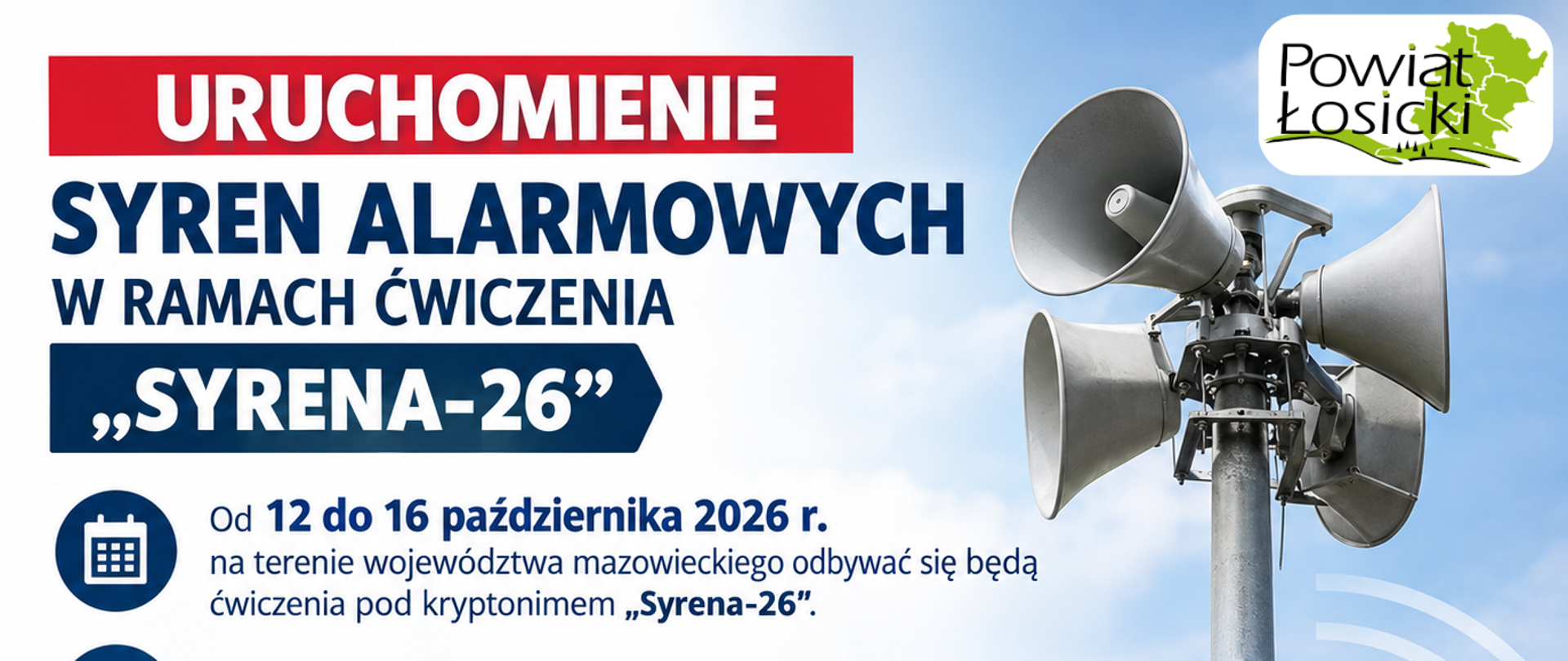 URUCHOMIENIE SYREN ALARMOWYCH W RAMACH ĆWICZENIA „SYRENA-26”