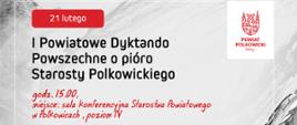 plakat z konturem mapy powiatu polkowickiego i piórem