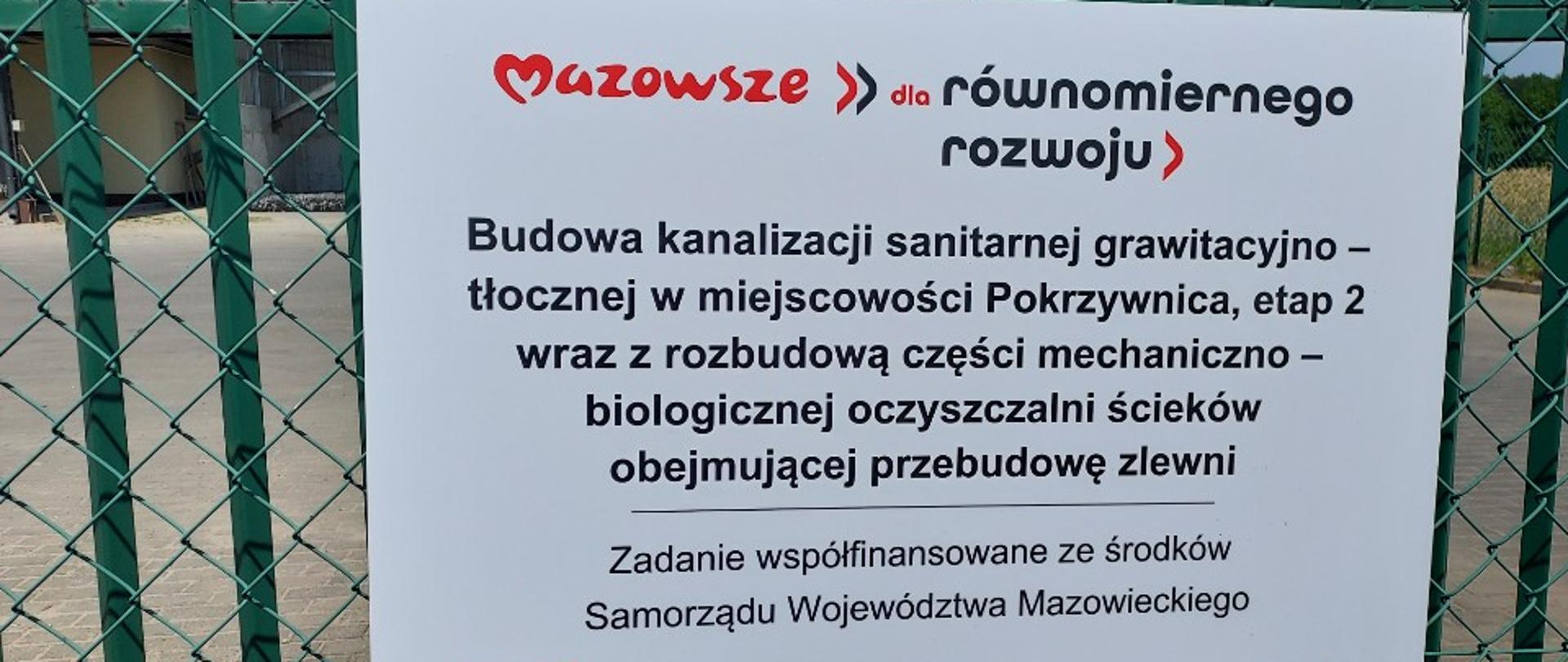 Tablica informacyjna z realizacji zadania