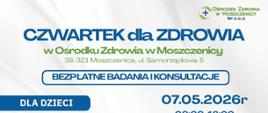 Czwartek dla Zdrowia w Ośrodku Zdrowia w Moszczenicy – zadbaj o siebie i swoich bliskich!