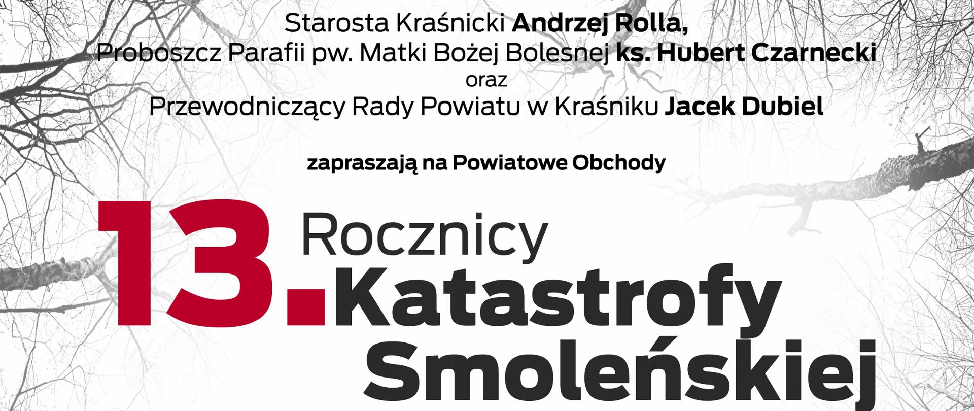 13. rocznica Katastrofy pod Smoleńskiem w Kraśniku - plakat