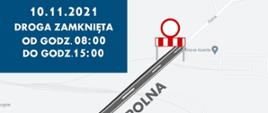Mapa z drogami i odcinkiem drogi do remontu.