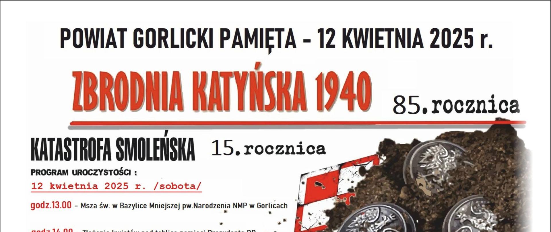 Obchody 85. rocznicy Zbrodni Katyńskiej i 15. rocznicy Katastrofy Smoleńskiej
