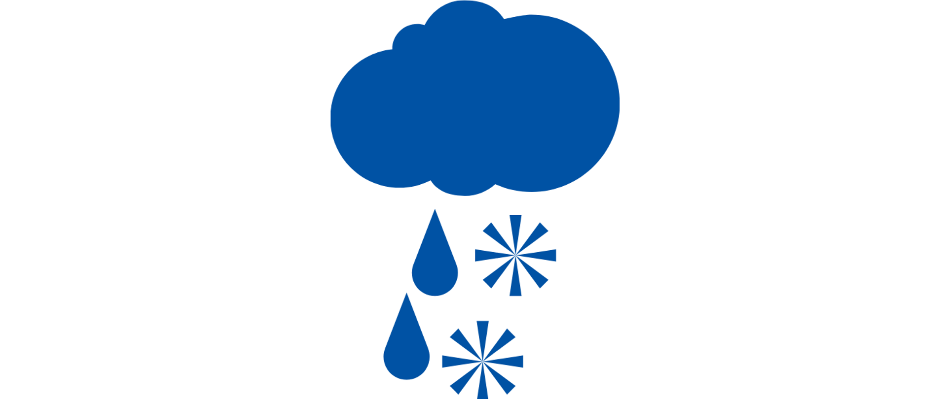 Niebieska ikona symbolizująca chmurę z deszczem oraz płatkami śniegu