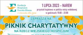 Na niebieskim tle informacje organizacyjne, zdjęcia zespołów które wystąpią oraz logotypy sponsorów