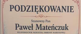 Podziękowanie dla sponsora Pawła Mateńczuka