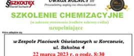 zaproszenie na szkolenie chemizacyjne uzupełniające w zakresie stosowania środków ochrony roślin uzupełniające