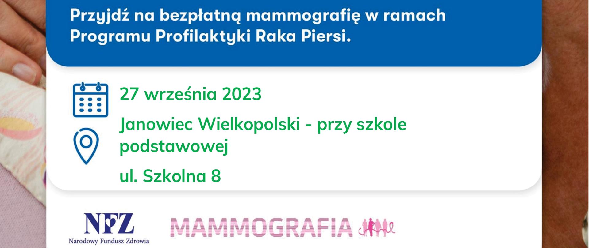 Zapraszamy do mobilnej pracowni mammograficznej LUX MED: Janowiec Wielkopolski – 27 września w godzinach od 9.00 do 15.00 przy szkole podstawowej, ul. Szkolna 8
