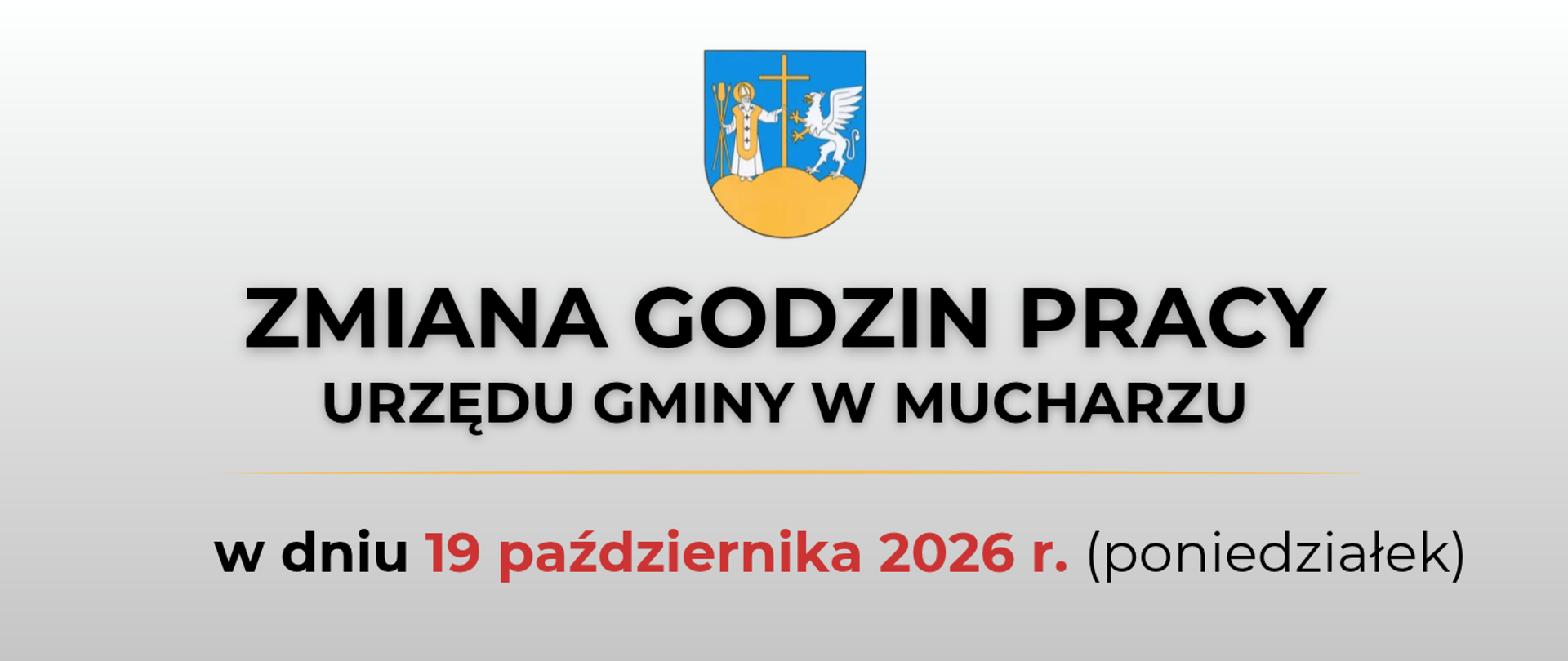 Zmiana godzin pracy Urzędu Gminy w Mucharzu w dniu 19 października 2026 r.