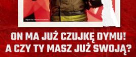 grafika dot. ogólnopolskiej akcji informacyjnej Państwowej Straży Pożarnej promującej bezpieczeństwo pożarowe w budynkach mieszkalnych