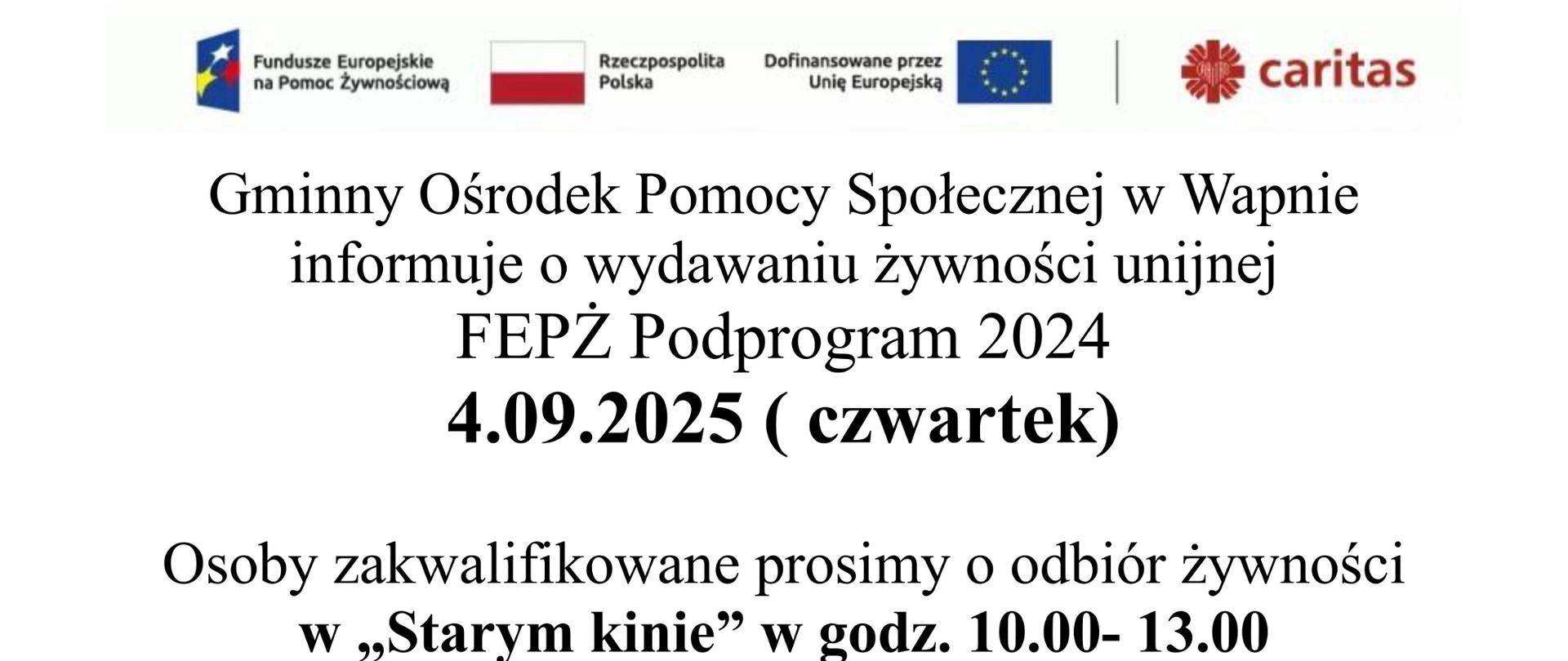 OGŁOSZENIE_FEPŻ_wydawanie_żywnosci