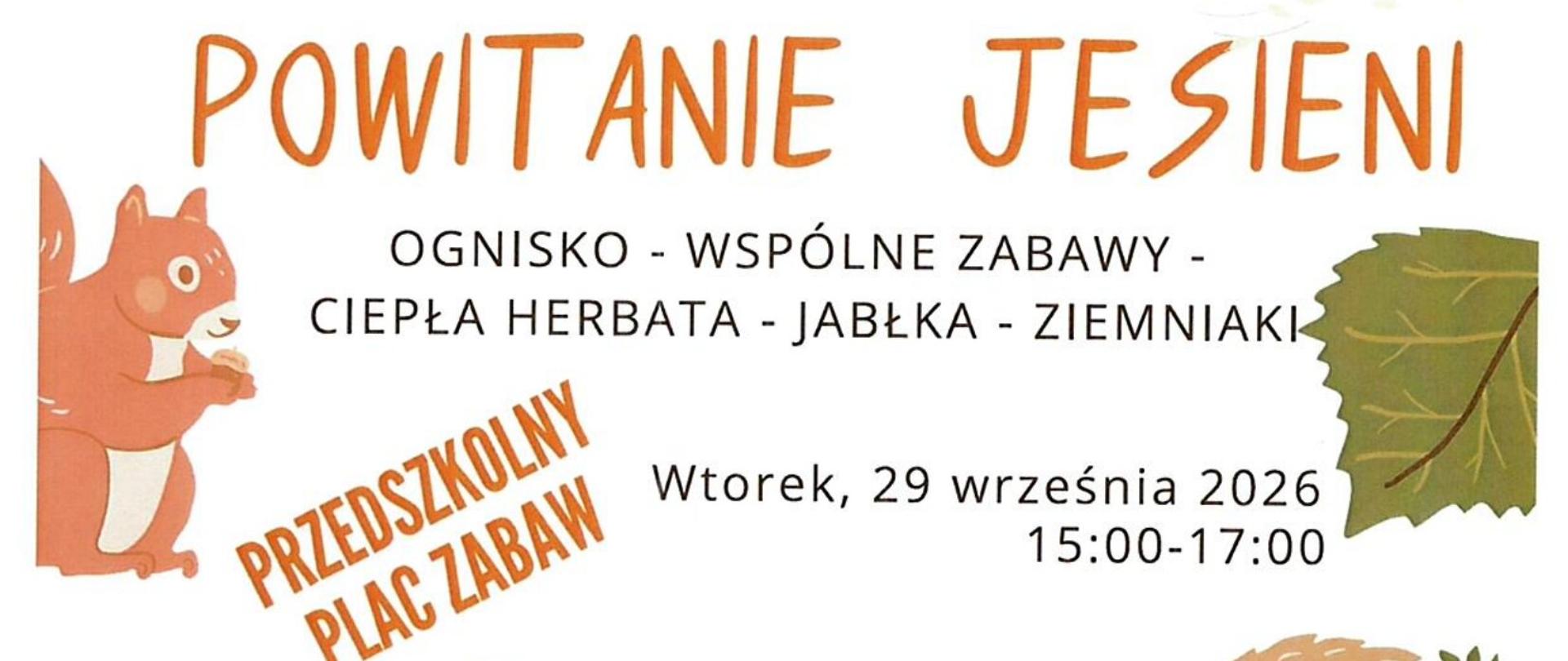 W ramce złożonej z akcentów jesiennych, umieszczono informacje o wydarzeniu, zawarte w artykule