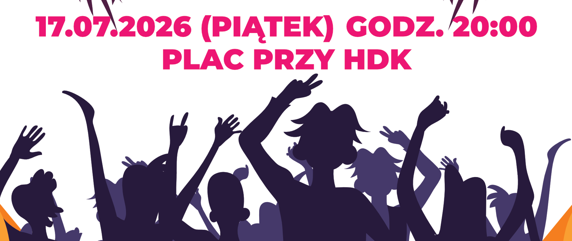 Na tle grafiki tańczących ludzi, umieszczono info o wydarzeniu