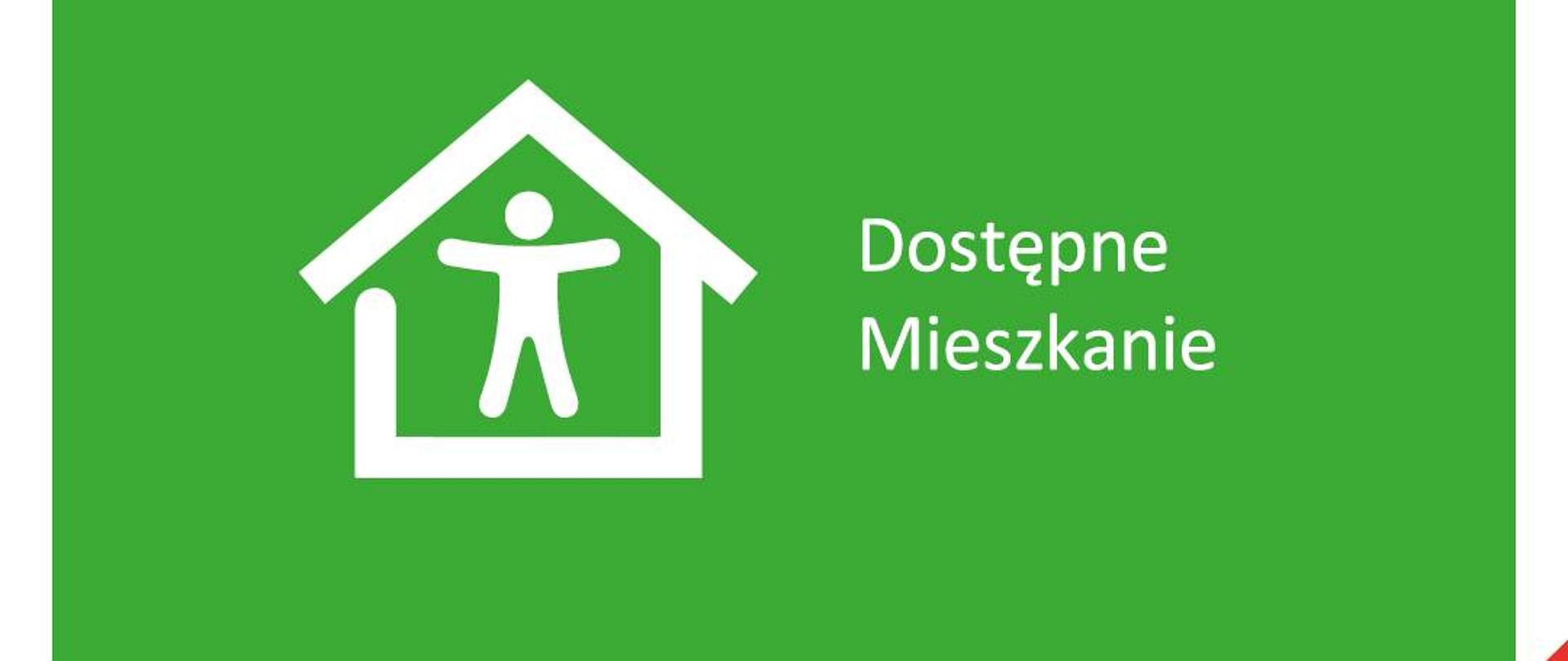 Na zielonym tle napisy: S-A-M! Samodzielność- Aktywność - Mobilność! Dostępne mieszkanie
