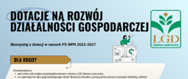jasnoniebieskie tło czarne litery dotacje na rozwój działalności gospodarczej 