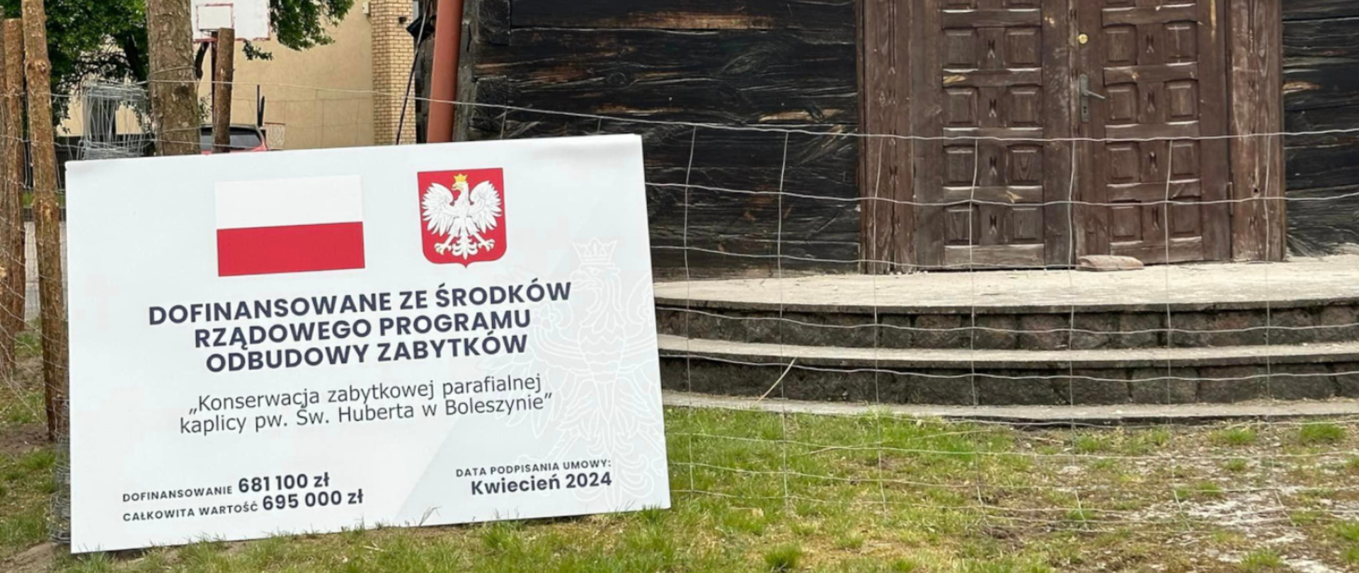 Konserwacja zabytkowej parafialnej kaplicy pw. Św. Huberta w Boleszynie