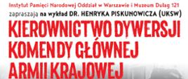 Kierownictwo Dywersji Komendy Głównej Armii Krajowej
wykład dr. Henryka Piskunowicza w Muzeum Dulag 121
