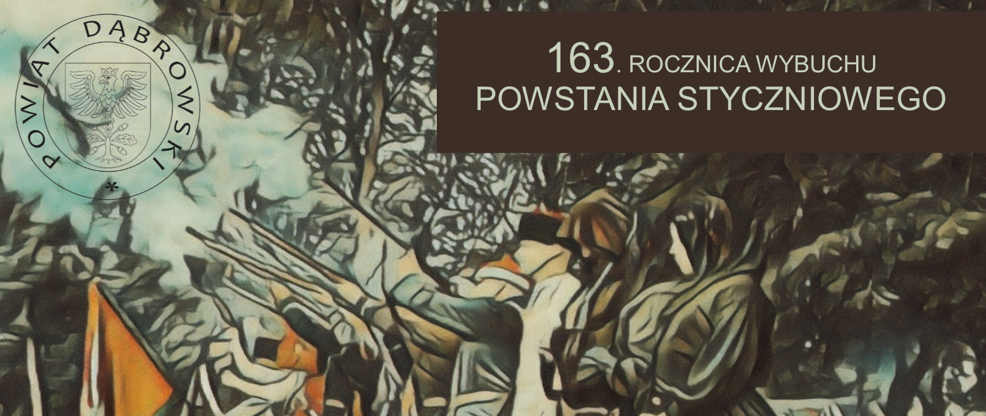 Grafika z napisem: 163. rocznica wybuchu powstania styczniowego
