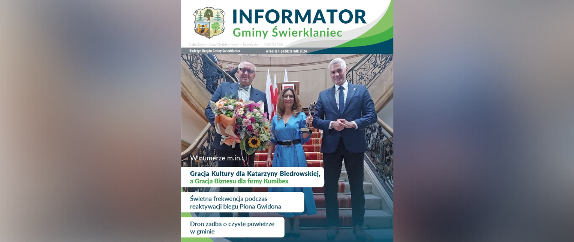 Nowe wydanie Informatora Gminy Świerklaniec - na głównym zdjęciu laureatka Gracji Kultury Gminy Świerklaniec