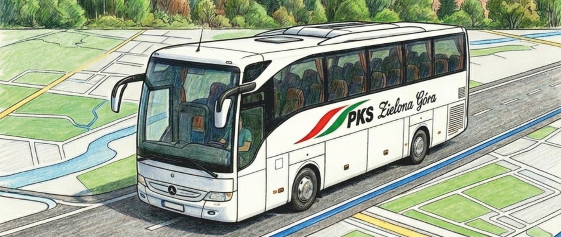 plakat z napisem "Świebodziński Związek Powiatowo-Gminny - nowe linie autobusowe"