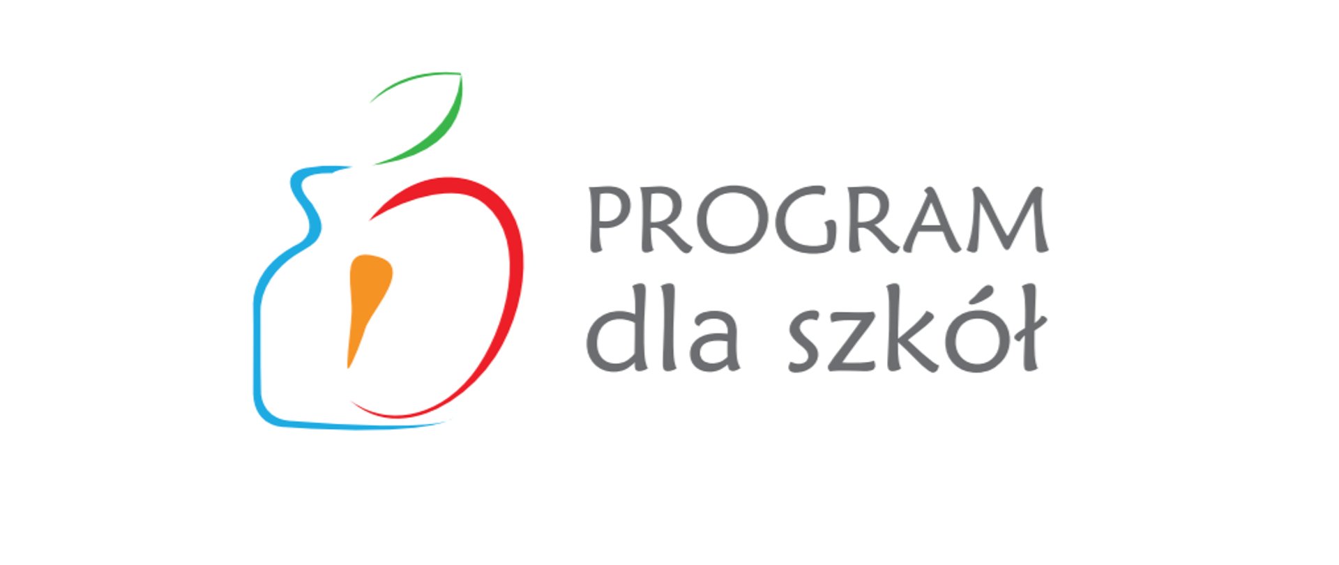 Logo na biały tle, z szarym napisem program dla szkół