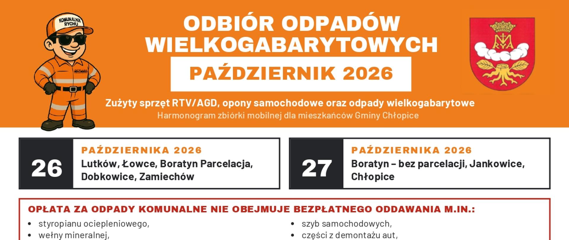 Przypomnienie: Mobilna zbiórka odpadów wielkogabarytowych – Październik 2026
