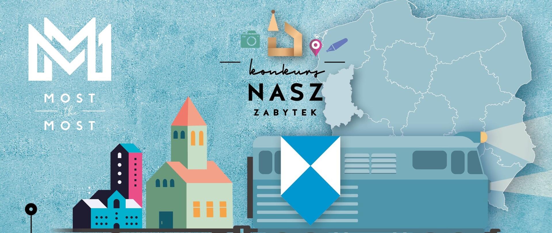 kolorowy plakat z napisem "konkurs Nasz zabytek"