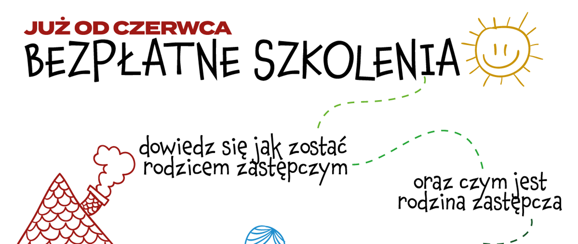 Kobieta, mężczyzna i dzieci trzymają się za ręce oraz stoją koło domu na trawie