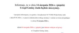 informacja o dniu wolny
